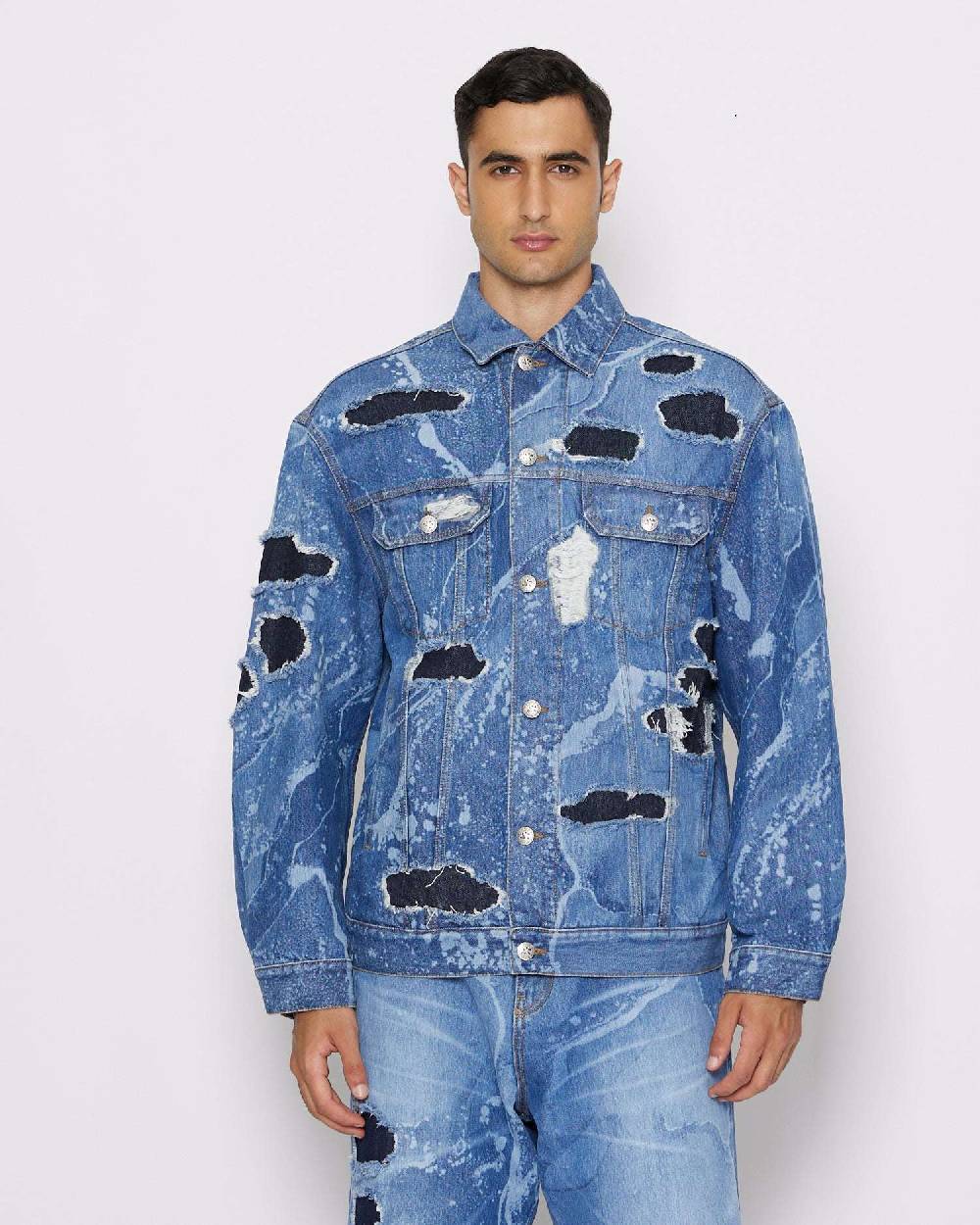 ﻿John Richmond Giacca in denim effetto used Saldi Di Fabbrica