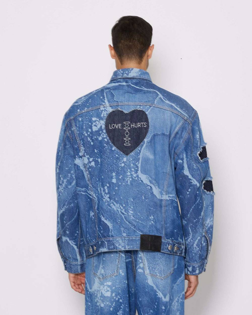 ﻿John Richmond Giacca in denim effetto used Saldi Di Fabbrica