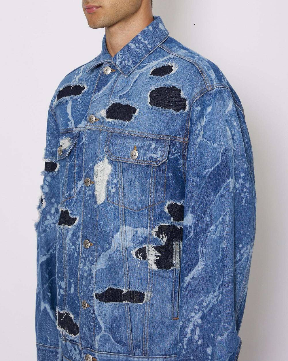 ﻿John Richmond Giacca in denim effetto used Saldi Di Fabbrica