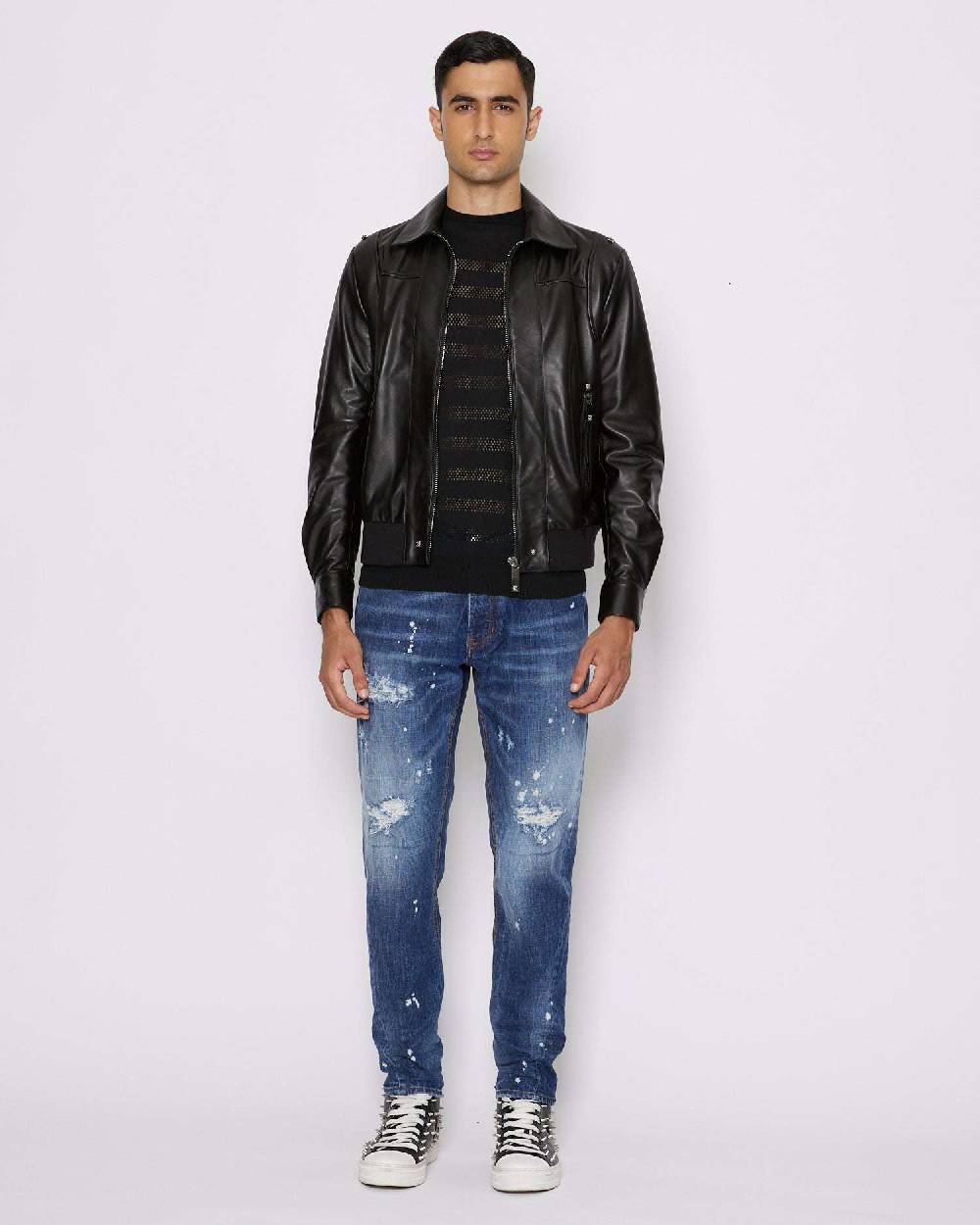 John Richmond Giacca in 100% pelle con chiusura con zip
