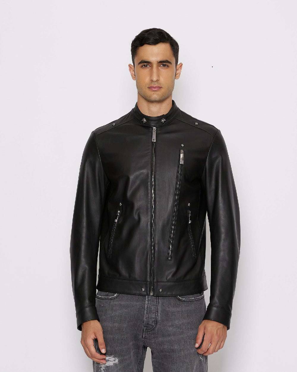 John Richmond Giacca in 100% pelle con chiusura con zip In Saldo
