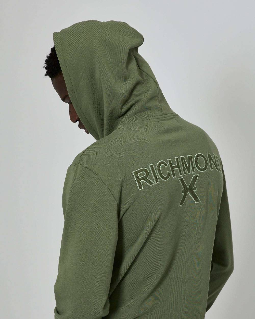 John Richmond Felpa con cappuccio e stampa sul retro Nuovo