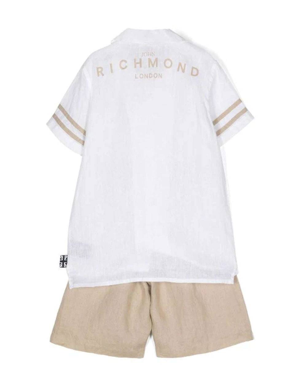John Richmond kids Completo camicia con logo e bermuda Fino Al -60%