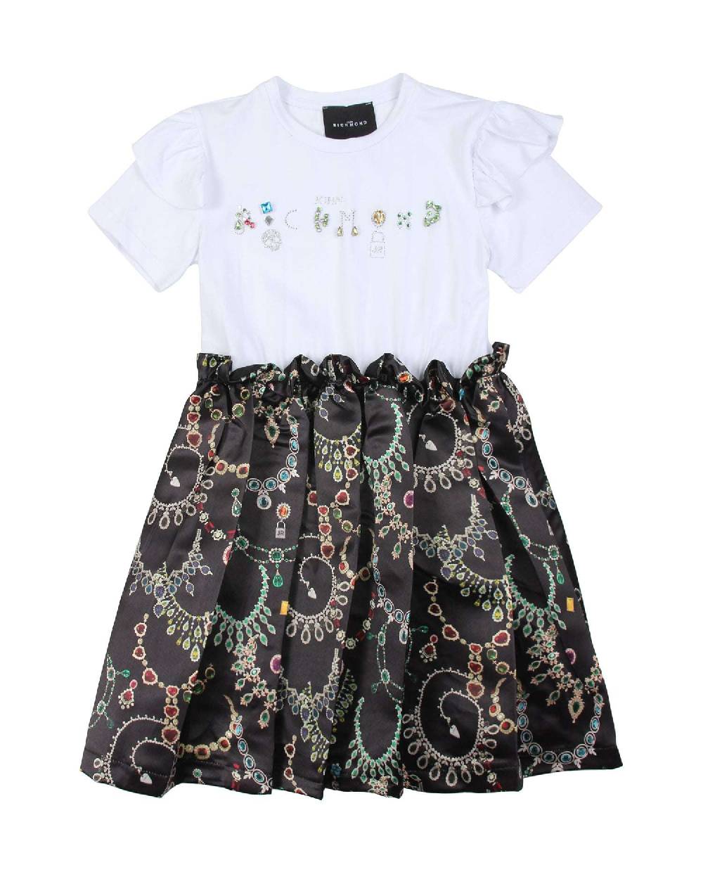 John Richmond kids Abito con gonna a fantasia gioiello