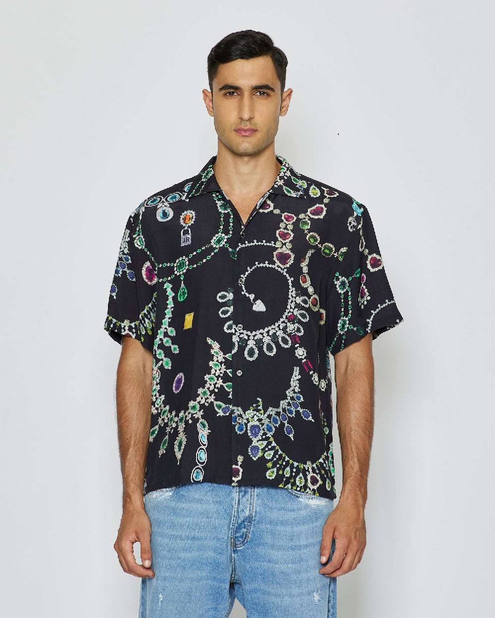 John Richmond Camicia con pattern tone sur tone Pezzi Unici