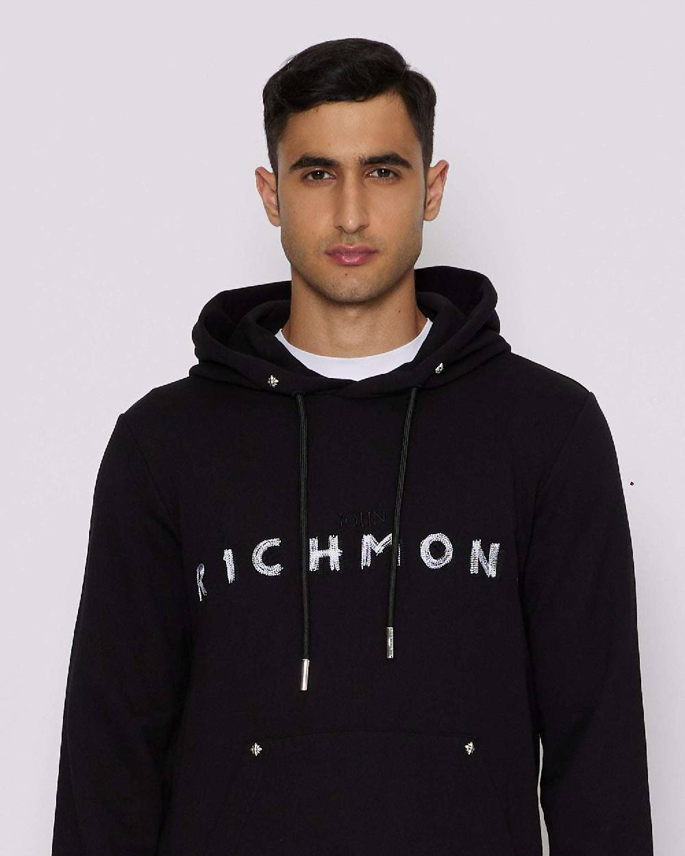 John Richmond Felpa con logo sul davanti a contrasto Prezzo Ridotto