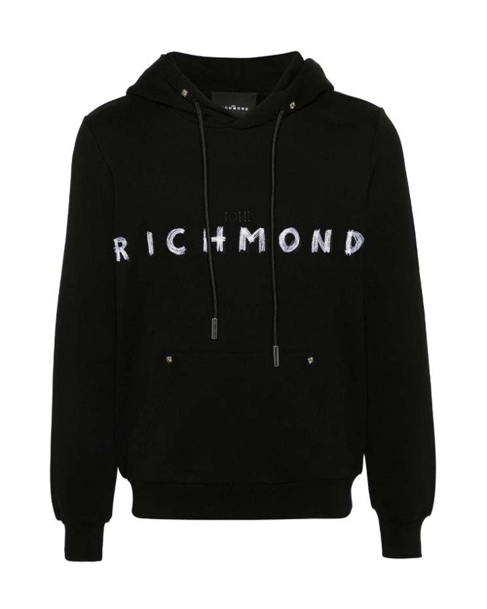 John Richmond Felpa con logo sul davanti a contrasto Prezzo Ridotto