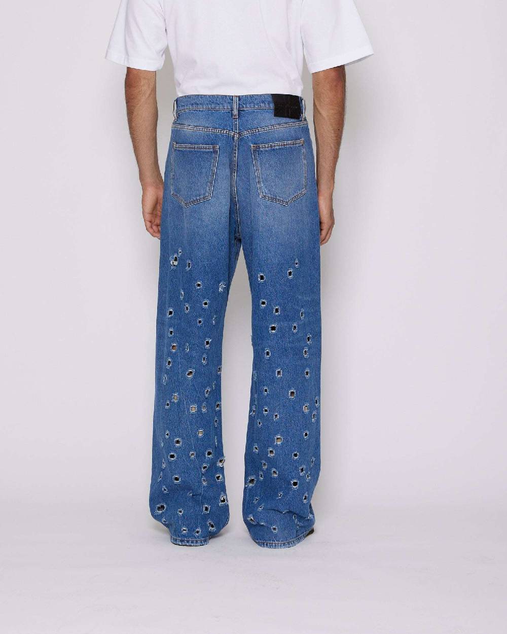 John Richmond Jeans gamba larga con fori metallici sul davanti I Più Venduti