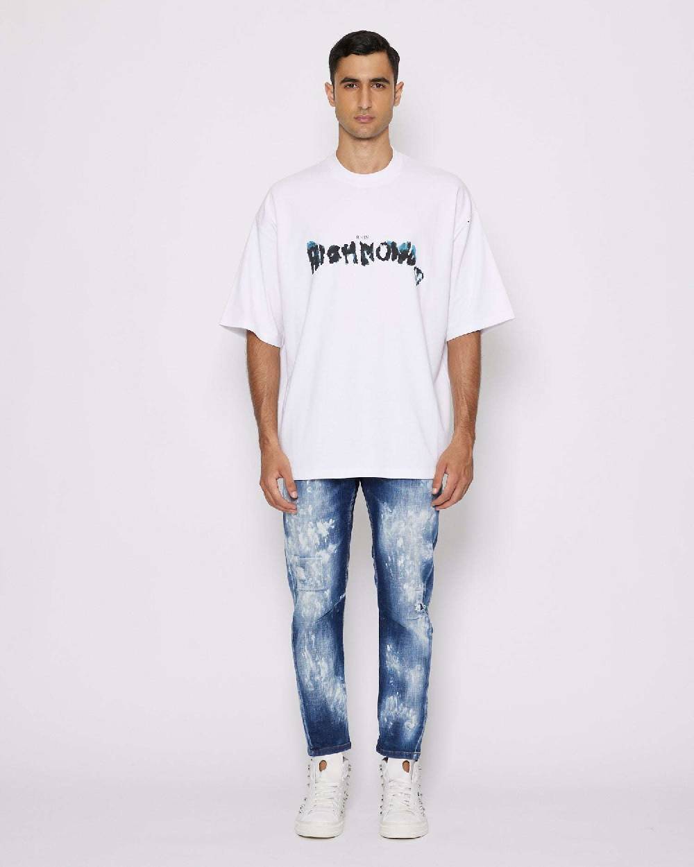 John Richmond Jeans slim con strappi sul davanti bleaching effect Vendite Flash