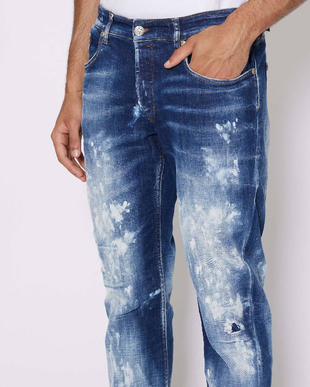 John Richmond Jeans slim con strappi sul davanti bleaching effect Vendite Flash