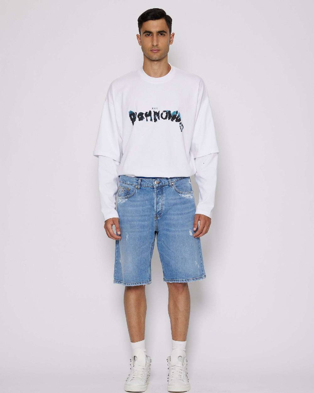 John Richmond Bermuda regular in denim Spedizione Gratuita