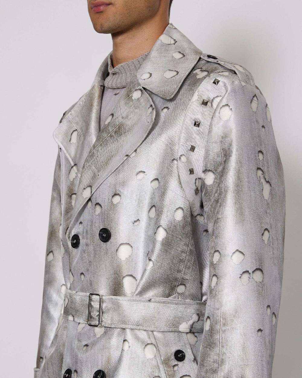 John Richmond Trench con motivo ton sur tone Vendita Economica