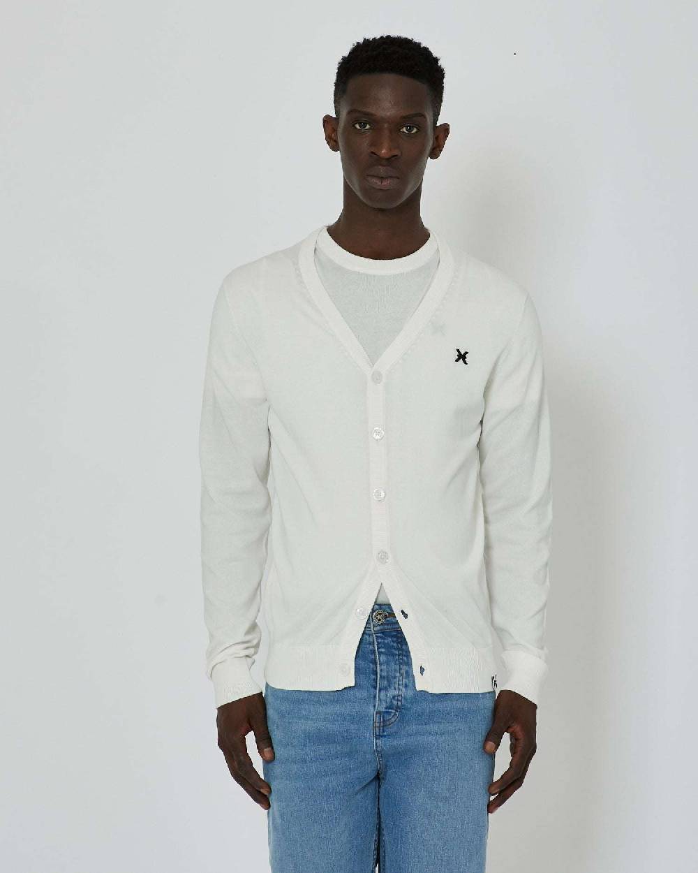 John Richmond Cardigan con logo a contrasto sul davanti e banda bicolor sul retro Pezzi Unici