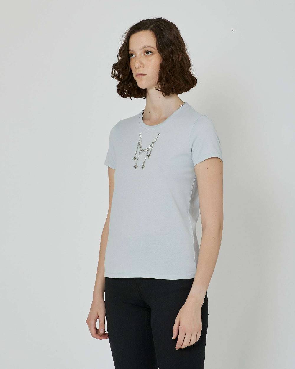 John Richmond T-shirt con catena metallica removibile Presa