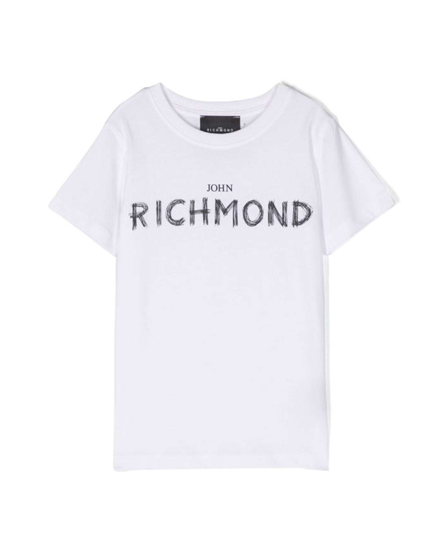 John Richmond kids T-shirt con logo sul davanti Presa