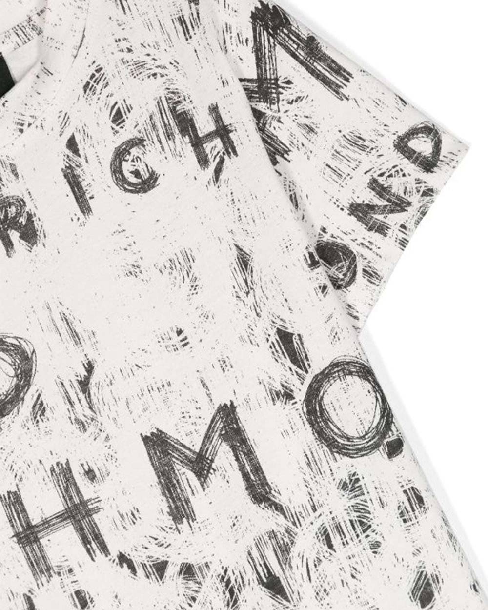John Richmond kids T-shirt con pattern ton sur ton Economico