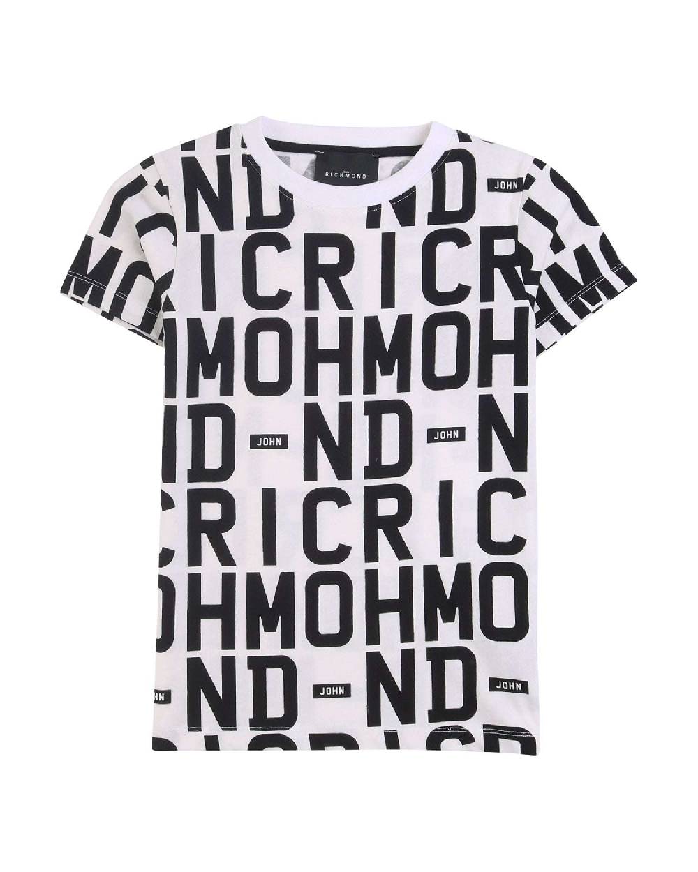 John Richmond kids T-shirt con pattern ton sur ton Economico