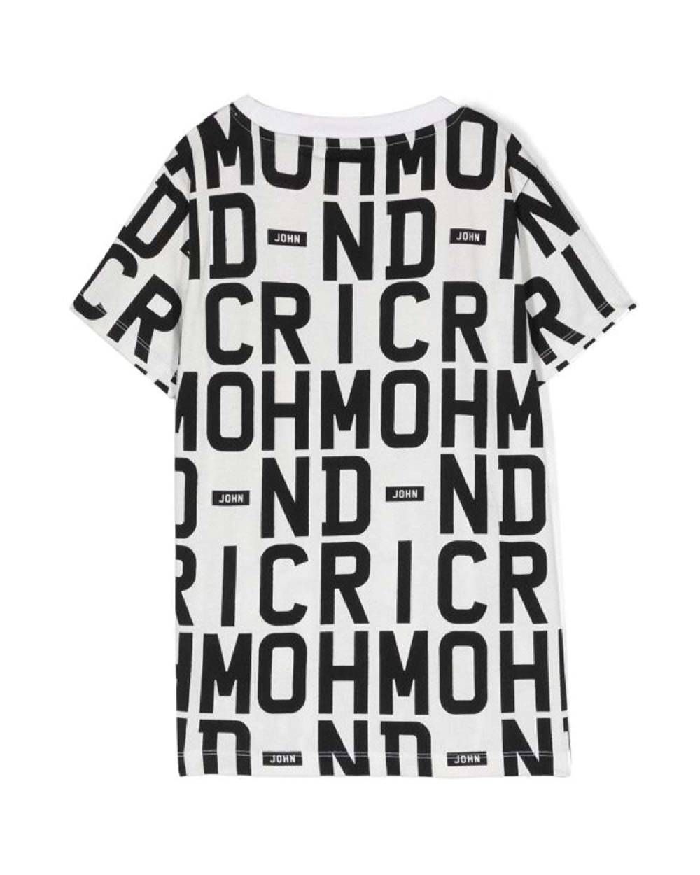 John Richmond kids T-shirt con pattern ton sur ton Economico