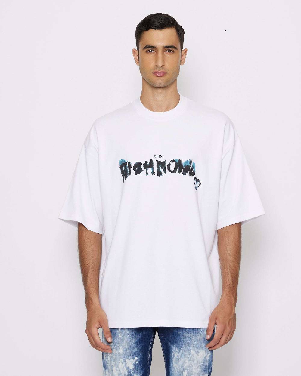 John Richmond T-shirt over con logo sul davanti Fino al 50% di sconto