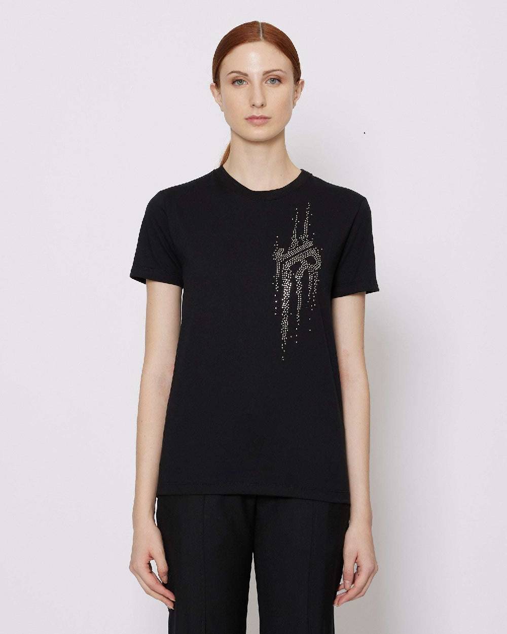 John Richmond T-shirt regolare con logo applicato sul davanti 2025