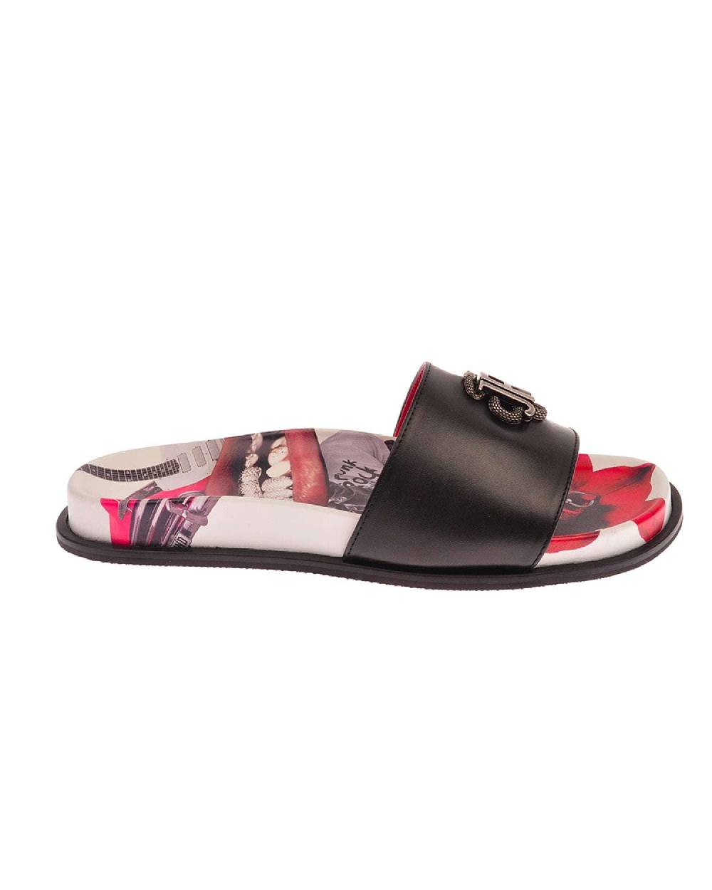 John Richmond Sandalo con fascia larga con logo JR metallico In Linea