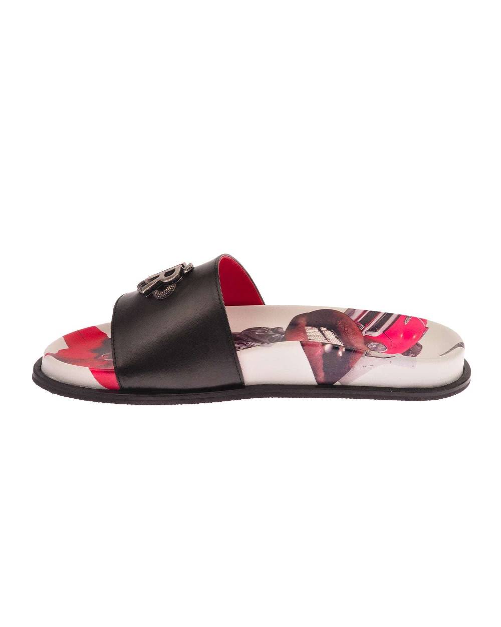 John Richmond Sandalo con fascia larga con logo JR metallico In Linea