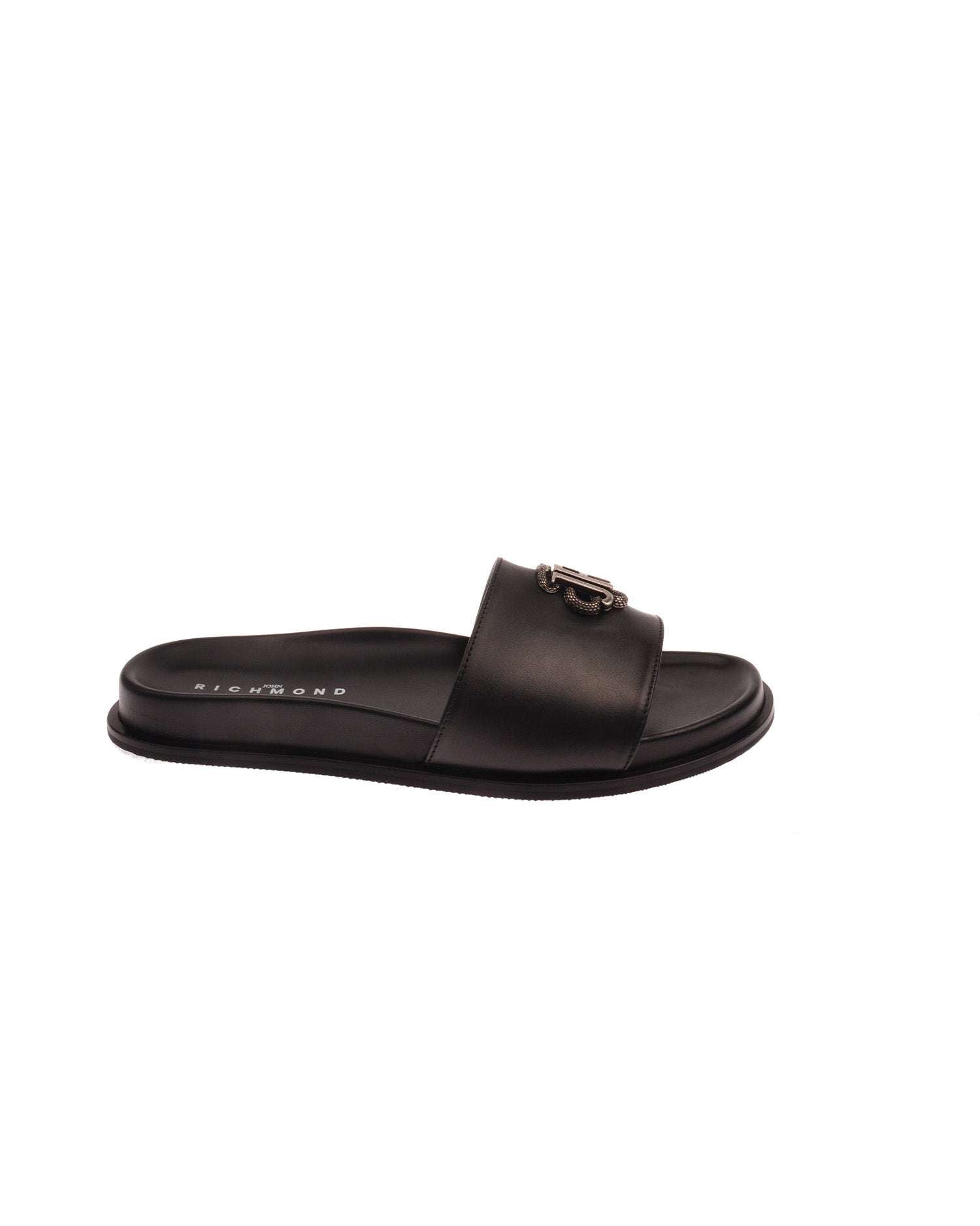 John Richmond Sandalo con fascia larga con logo JR metallico Spedizione Gratuita
