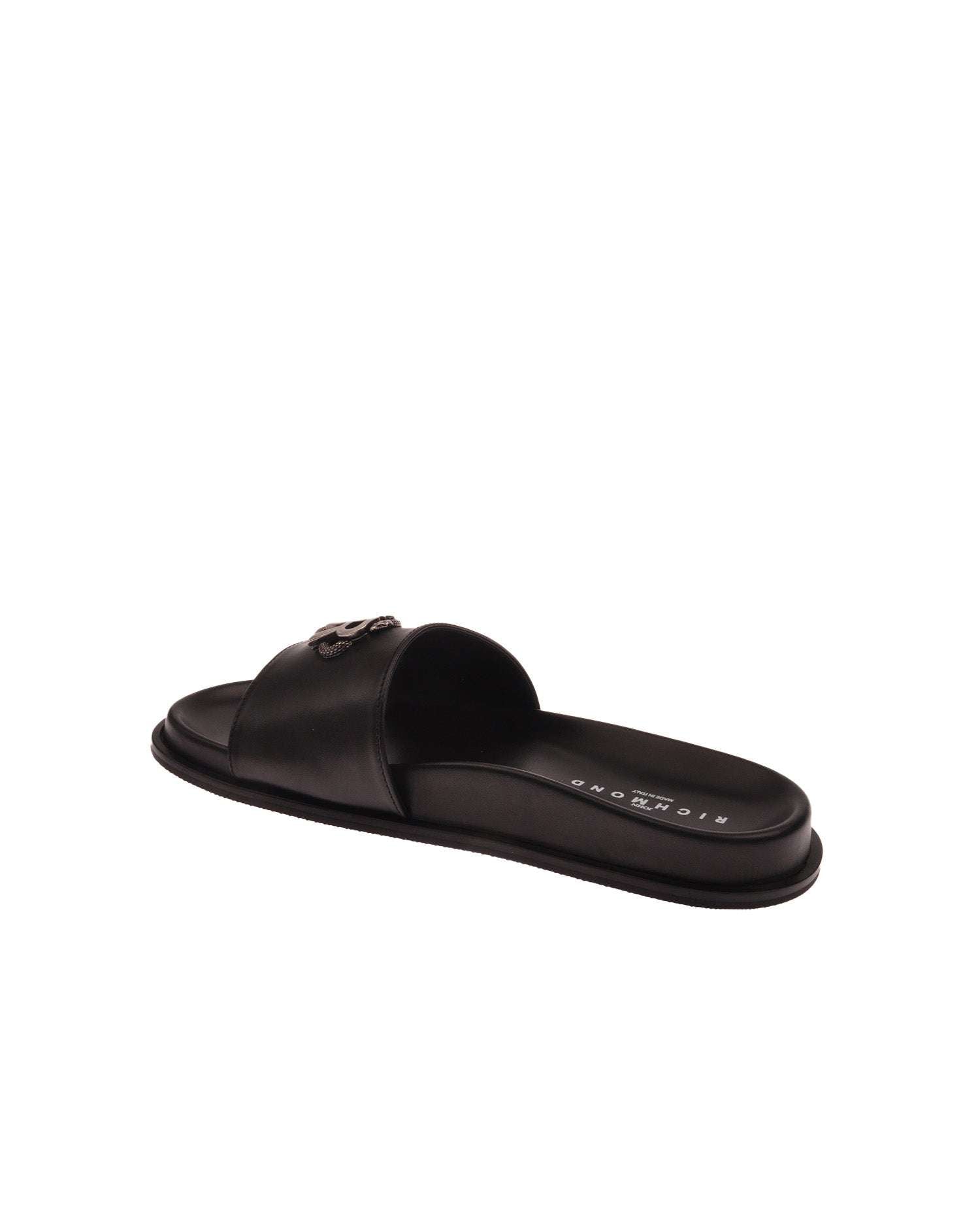 John Richmond Sandalo con fascia larga con logo JR metallico Spedizione Gratuita