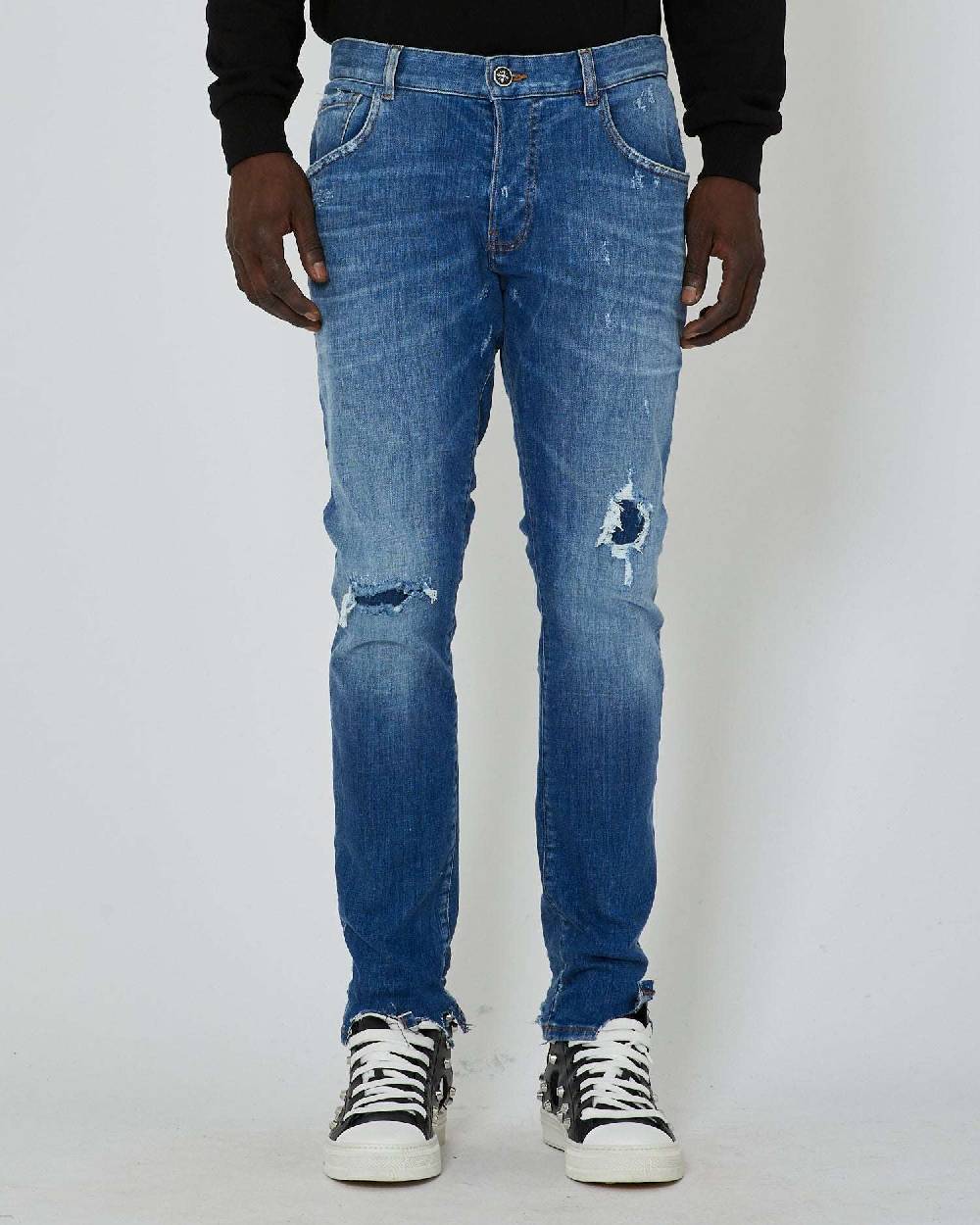 John Richmond Jeans slim con strappi sul davanti Offerta Giorno del Papà