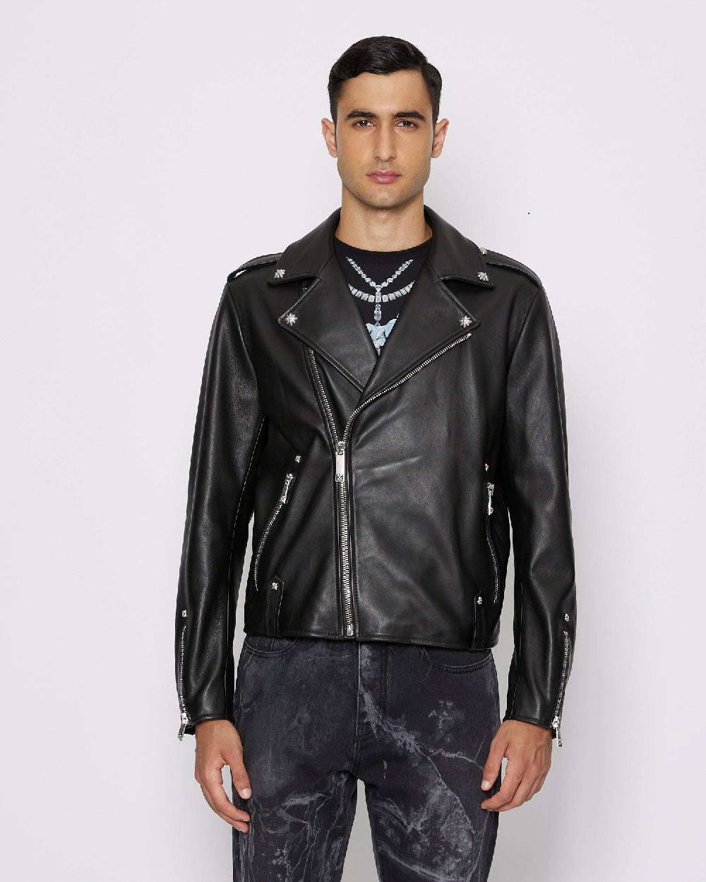 John Richmond Bomber genderless in 100% pelle Presa