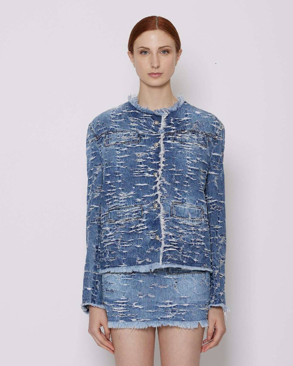 John Richmond Giacca in denim con pattern effetto used Sconto