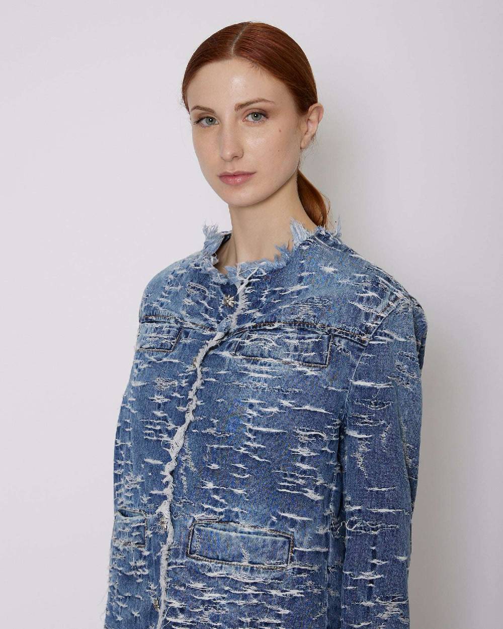 John Richmond Giacca in denim con pattern effetto used Sconto