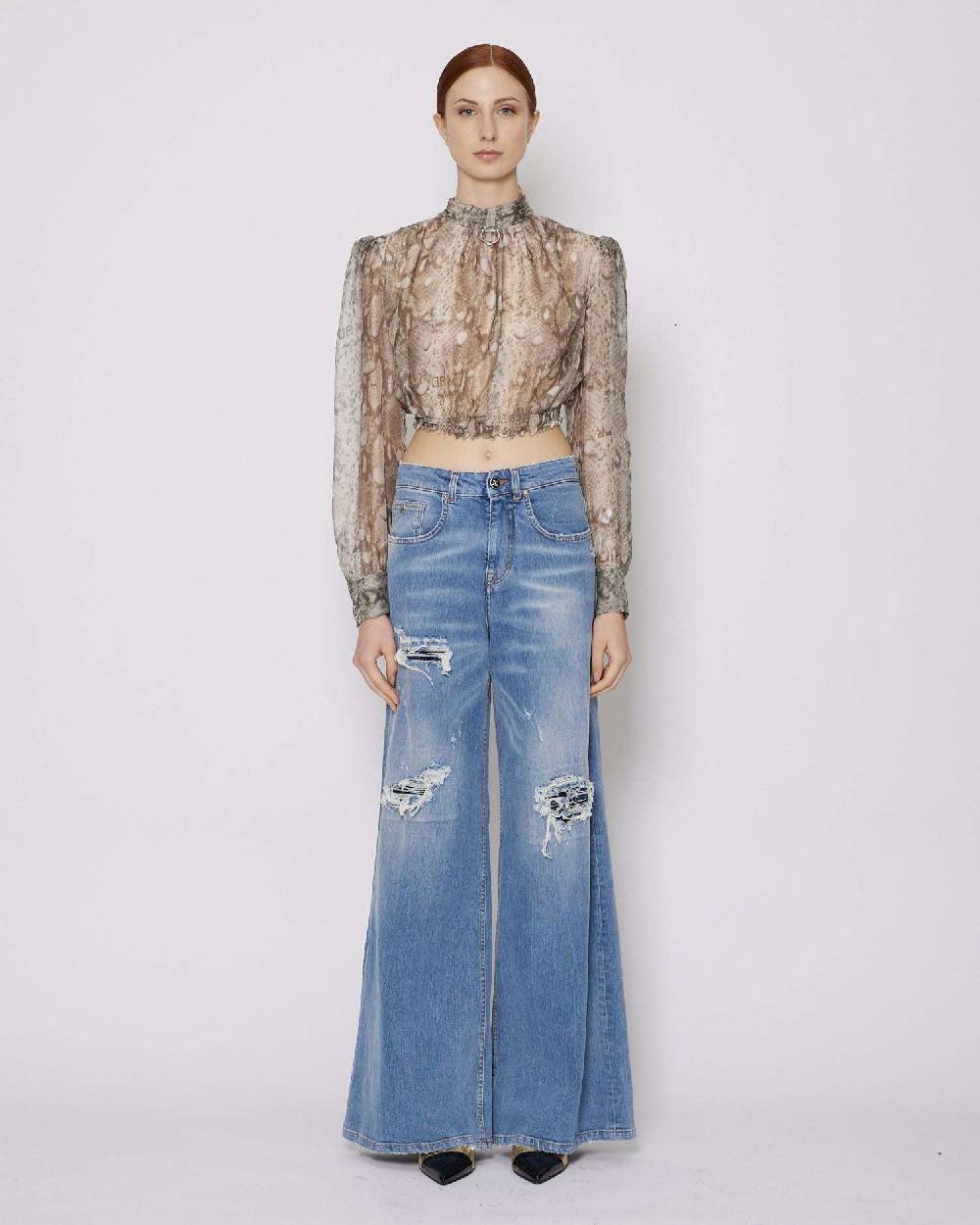 John Richmond Blusa crop con pattern Vendita Economica