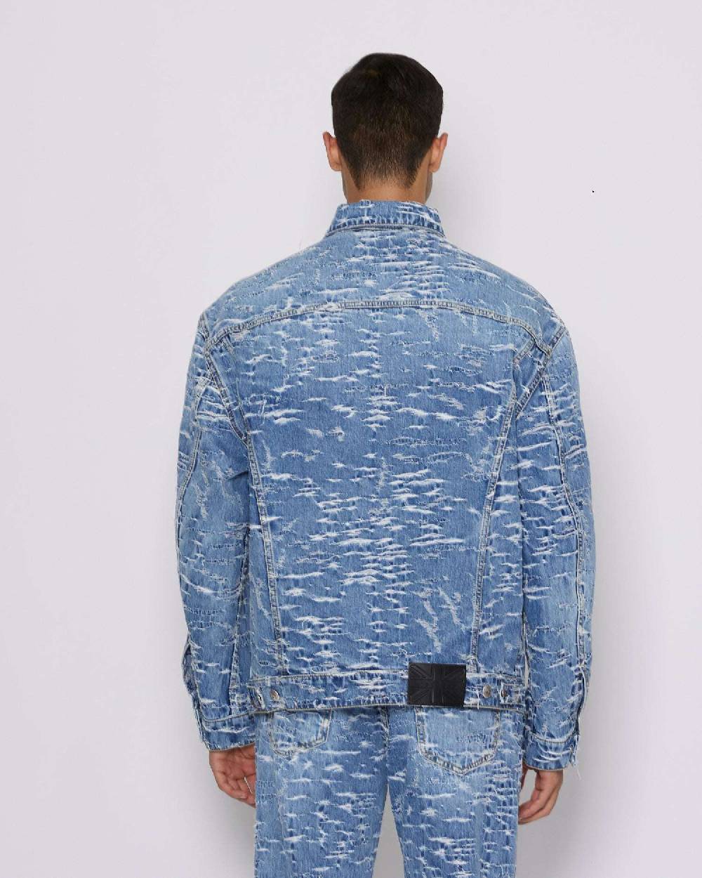 John Richmond Giacca in denim con pattern effetto used Vendite Flash