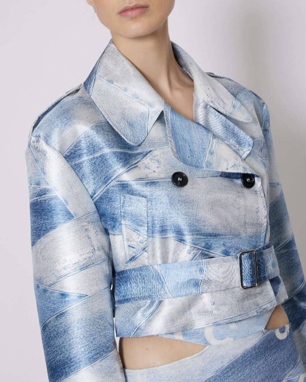 John Richmond Trench crop doppiopetto con pattern Moda