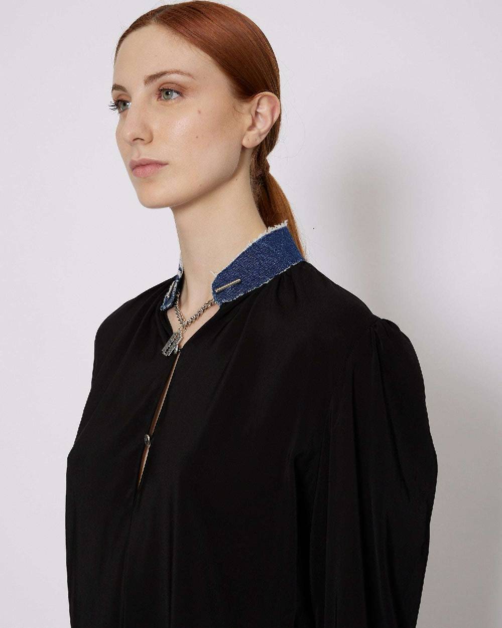 John Richmond Blusa con applicazioni in denim Spedizione Gratuita