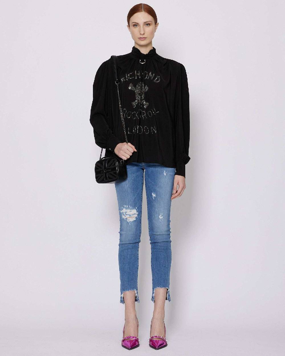 John Richmond Blusa con grafica sul davanti