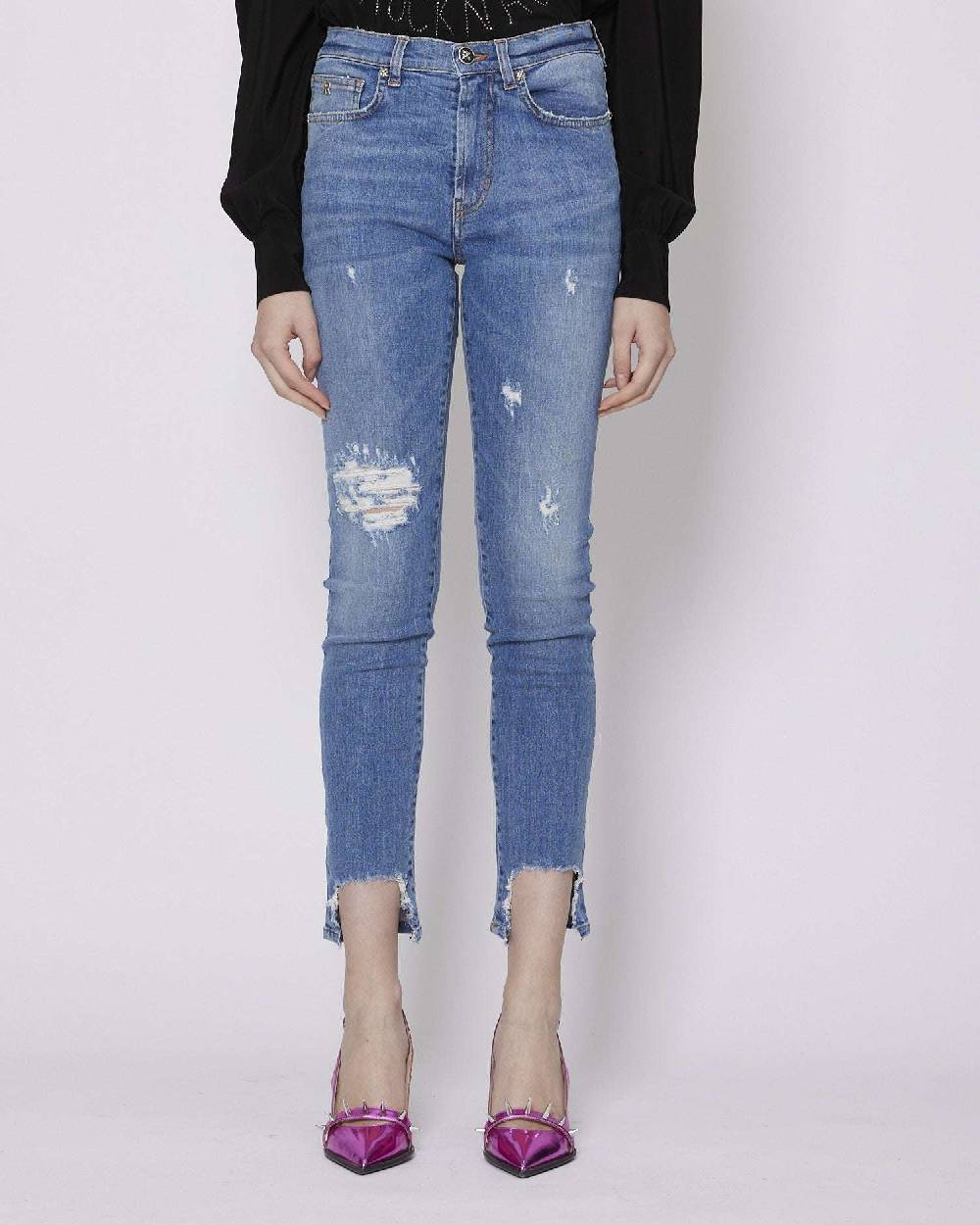 John Richmond Jeans crop con lacerazioni Saldi