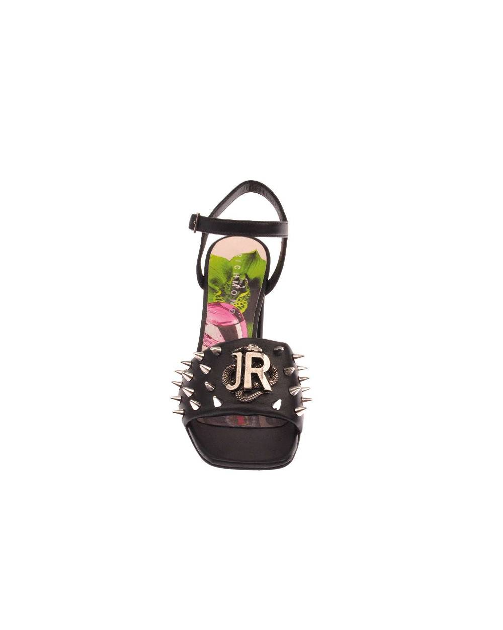 John Richmond Sandalo con fascia borchiata e logo Offerta esclusiva