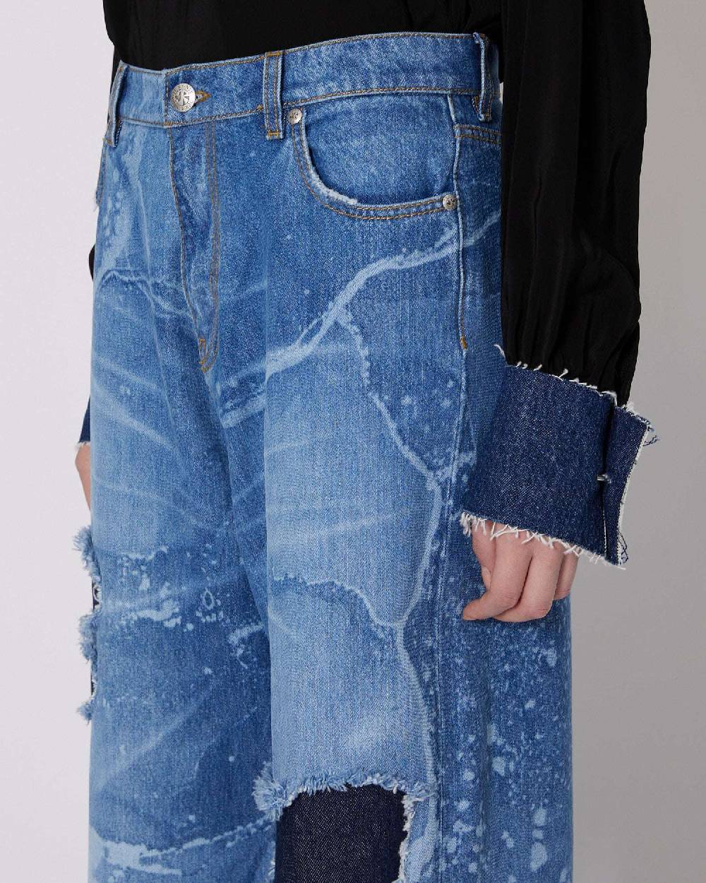 John Richmond Jeans gamba larga con strappi sul davanti Offerta temporanea