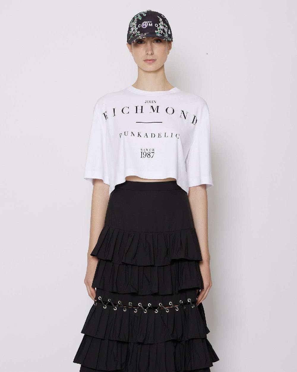 John Richmond T-shirt cropped con logo sul davanti Offerte stagionali