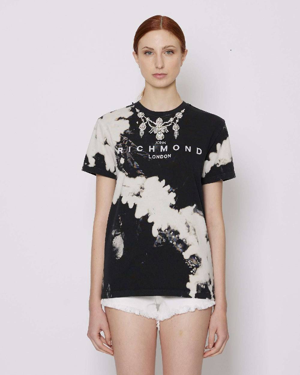 John Richmond T-shirt con logo sul davanti e pattern Liquidazione