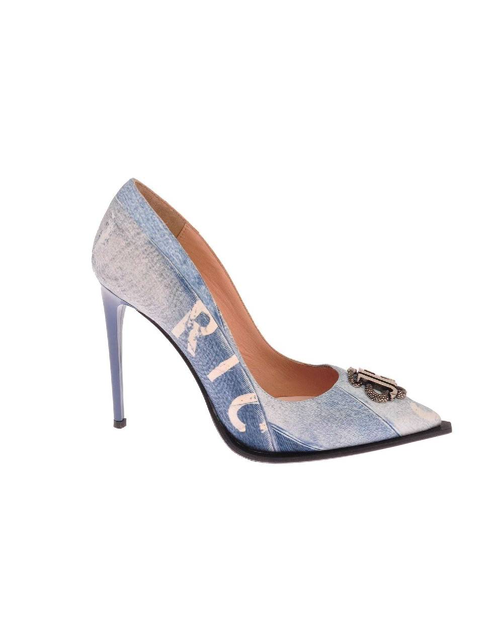 John Richmond Dècolletè in denim con logo metallico sul davanti Enormi sconti