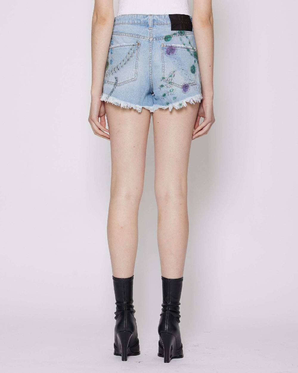 John Richmond Shorts a vita alta in denim con pattern Trasporto libero internazionale
