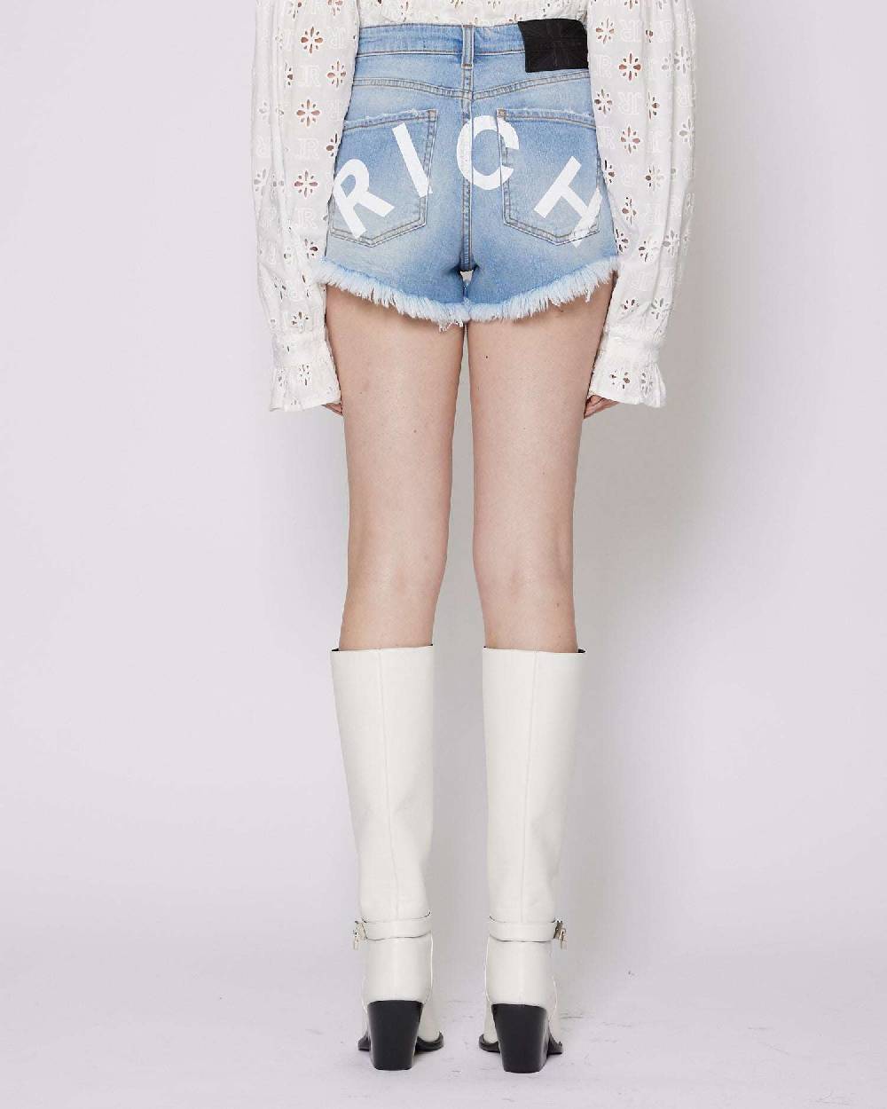 John Richmond Shorts "RICH" a vita alta in denim Officina