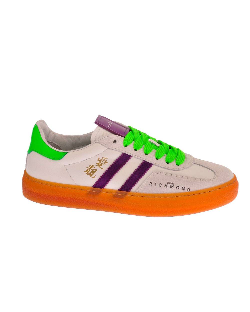 John Richmond Sneakers in pelle con logo e bande laterali In vendita