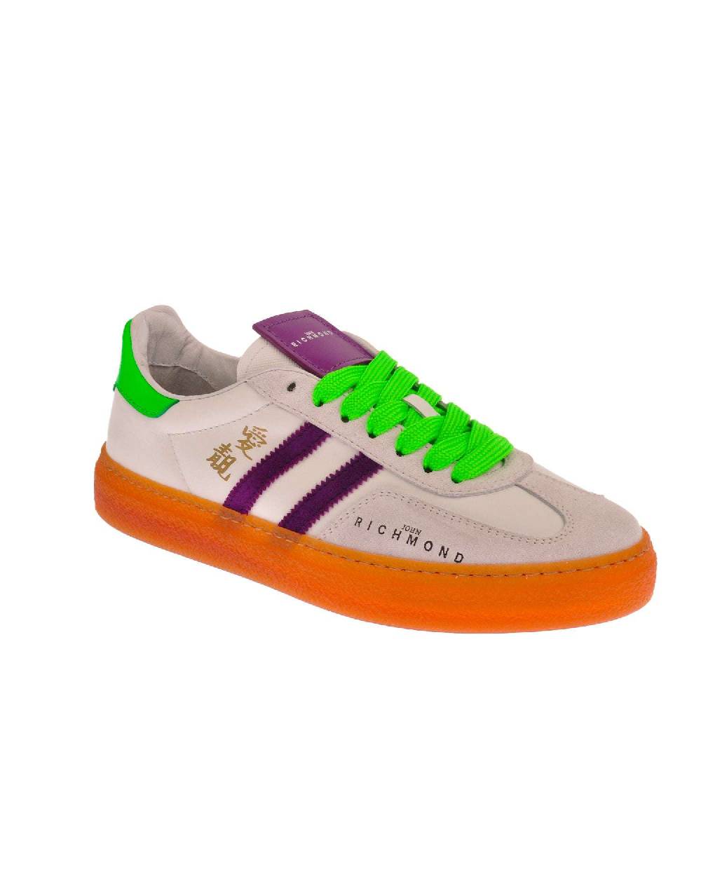 John Richmond Sneakers in pelle con logo e bande laterali In vendita