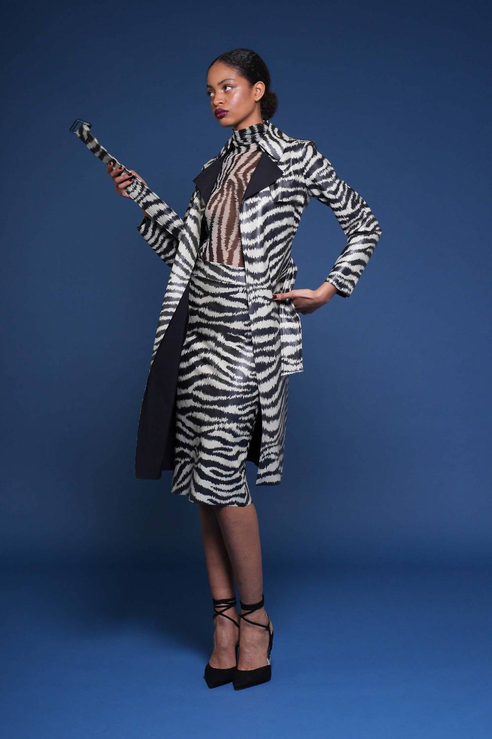 La Petite Robe Di Chiara Boni paduret printed faux-leather dustercoat Vendita