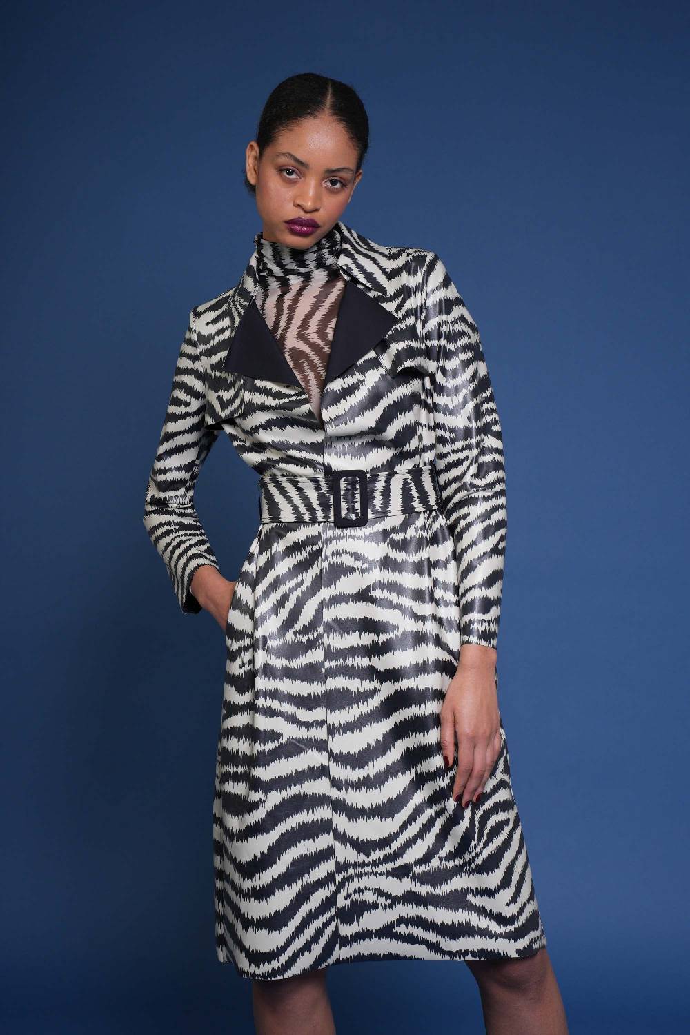 La Petite Robe Di Chiara Boni paduret printed faux-leather dustercoat Vendita