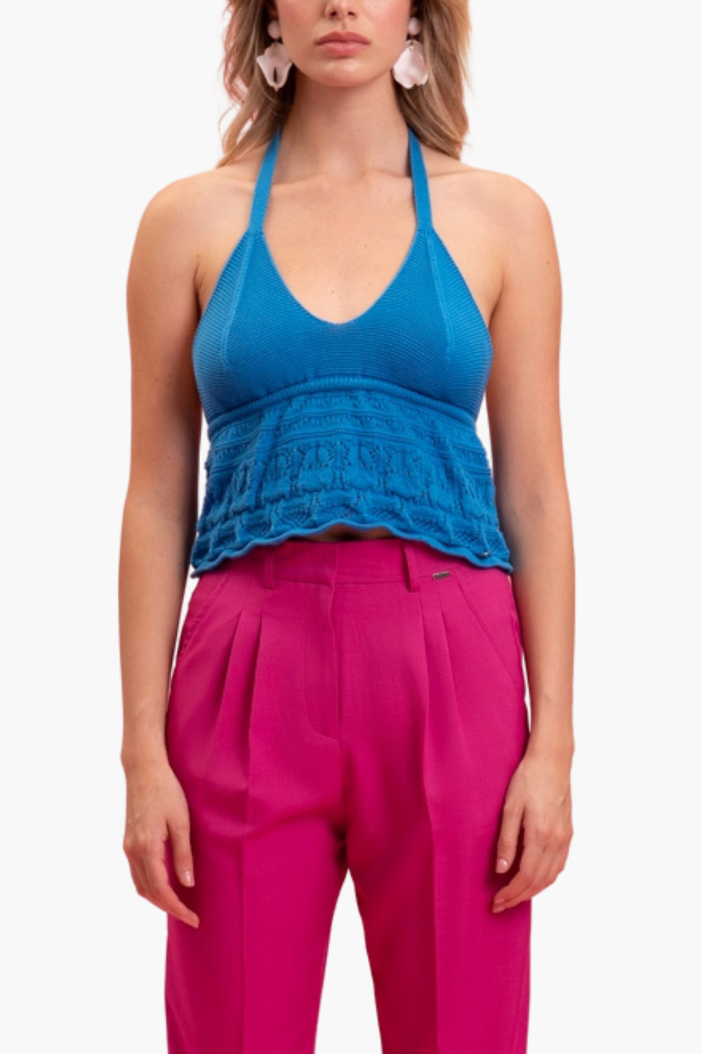 Nualy TOP SCOLLO AMERICANA Spedizione Gratuita